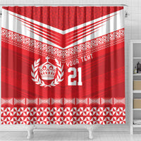 Custom Mate Ma'a Tonga Heritage Shower Curtain Pacific Tribal Rugby Red Edition - Polynesian Pride
