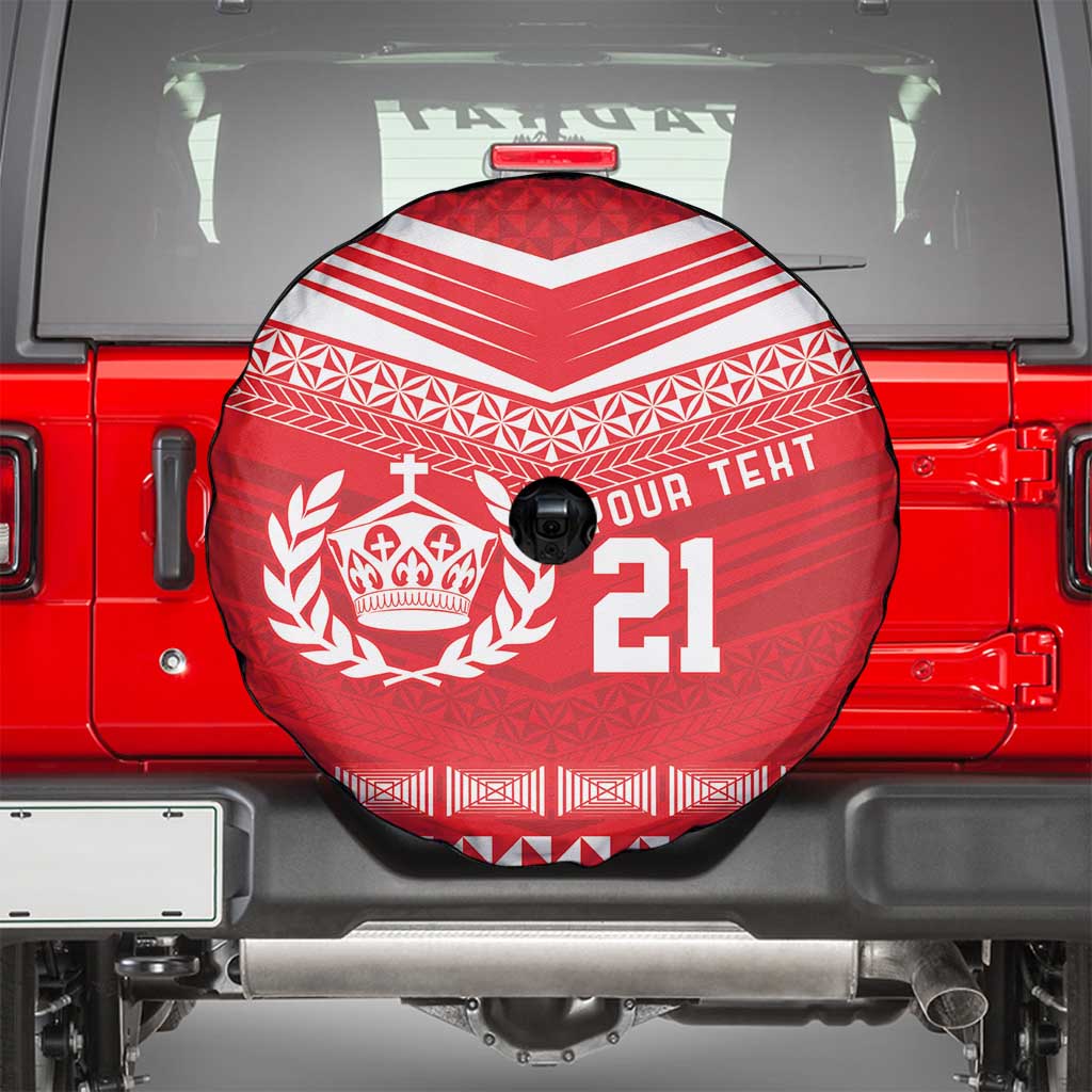Custom Mate Ma'a Tonga Heritage Spare Tire Cover Pacific Tribal Rugby Red Edition - Polynesian Pride