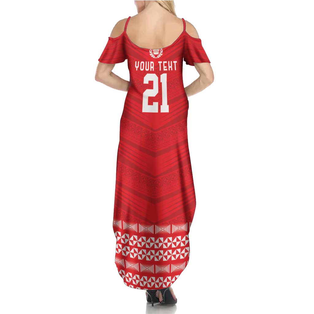 Custom Mate Ma'a Tonga Heritage Summer Maxi Dress Pacific Tribal Rugby Red Edition - Polynesian Pride
