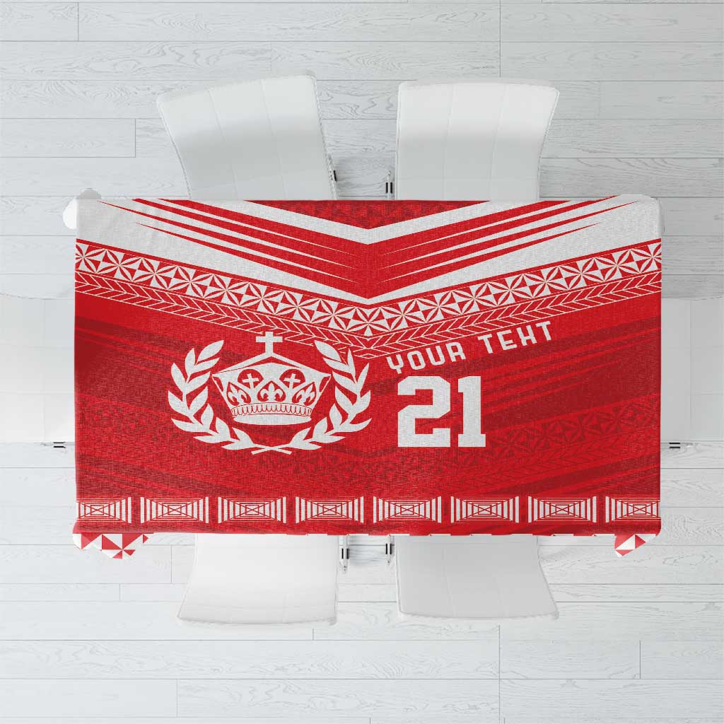 Custom Mate Ma'a Tonga Heritage Tablecloth Pacific Tribal Rugby Red Edition - Polynesian Pride