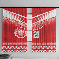 Custom Mate Ma'a Tonga Heritage Window Curtain Pacific Tribal Rugby Red Edition - Polynesian Pride