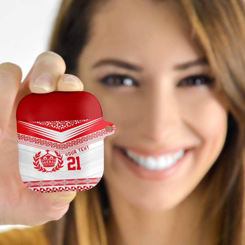 Custom Mate Ma'a Tonga Heritage AirPods Case Pacific Tribal Rugby White Edition - Polynesian Pride