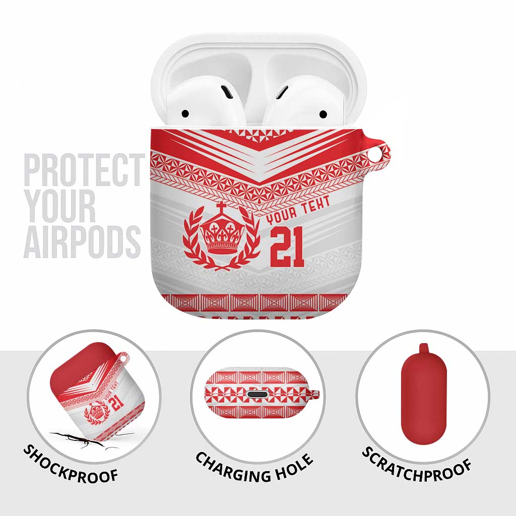 Custom Mate Ma'a Tonga Heritage AirPods Case Pacific Tribal Rugby White Edition - Polynesian Pride