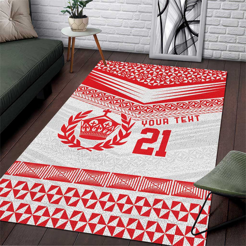Custom Mate Ma'a Tonga Heritage Area Rug Pacific Tribal Rugby White Edition - Polynesian Pride