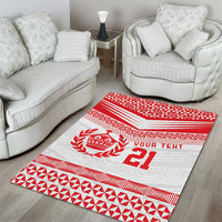 Custom Mate Ma'a Tonga Heritage Area Rug Pacific Tribal Rugby White Edition - Polynesian Pride