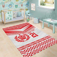Custom Mate Ma'a Tonga Heritage Area Rug Pacific Tribal Rugby White Edition - Polynesian Pride