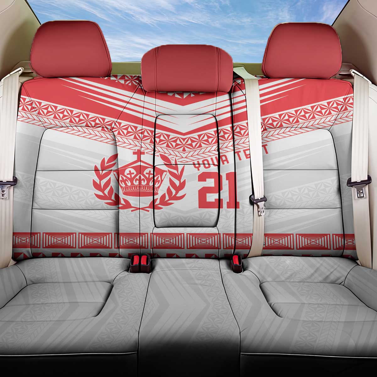 Custom Mate Ma'a Tonga Heritage Back Car Seat Cover Pacific Tribal Rugby White Edition - Polynesian Pride