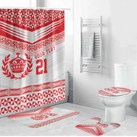 Custom Mate Ma'a Tonga Heritage Bathroom Set Pacific Tribal Rugby White Edition - Polynesian Pride