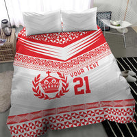 Custom Mate Ma'a Tonga Heritage Bedding Set Pacific Tribal Rugby White Edition - Polynesian Pride