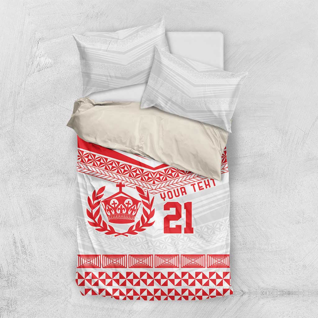 Custom Mate Ma'a Tonga Heritage Bedding Set Pacific Tribal Rugby White Edition - Polynesian Pride