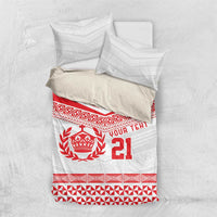 Custom Mate Ma'a Tonga Heritage Bedding Set Pacific Tribal Rugby White Edition - Polynesian Pride