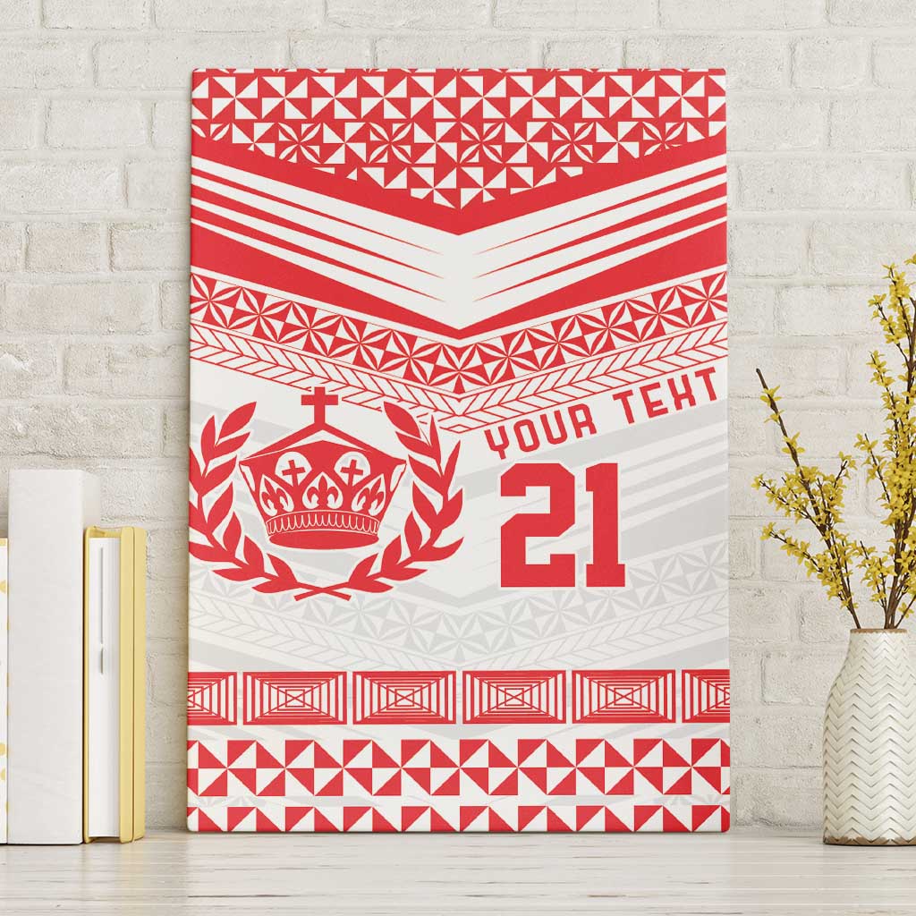 Custom Mate Ma'a Tonga Heritage Canvas Wall Art Pacific Tribal Rugby White Edition - Polynesian Pride