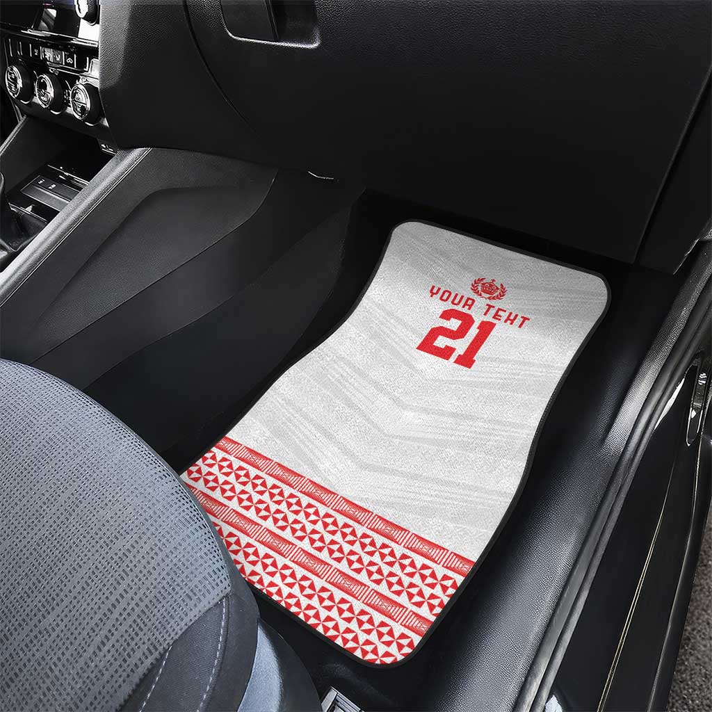 Custom Mate Ma'a Tonga Heritage Car Mats Pacific Tribal Rugby White Edition - Polynesian Pride