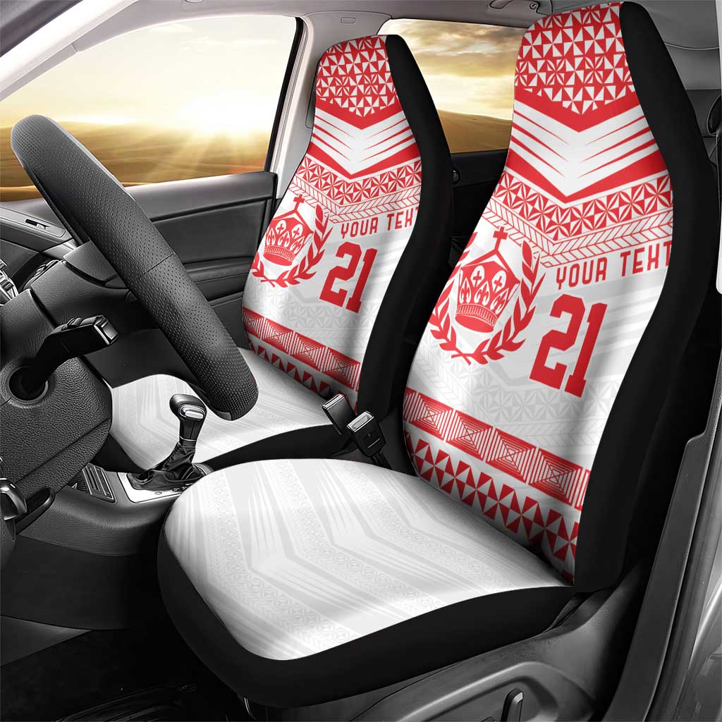 Custom Mate Ma'a Tonga Heritage Car Seat Cover Pacific Tribal Rugby White Edition - Polynesian Pride