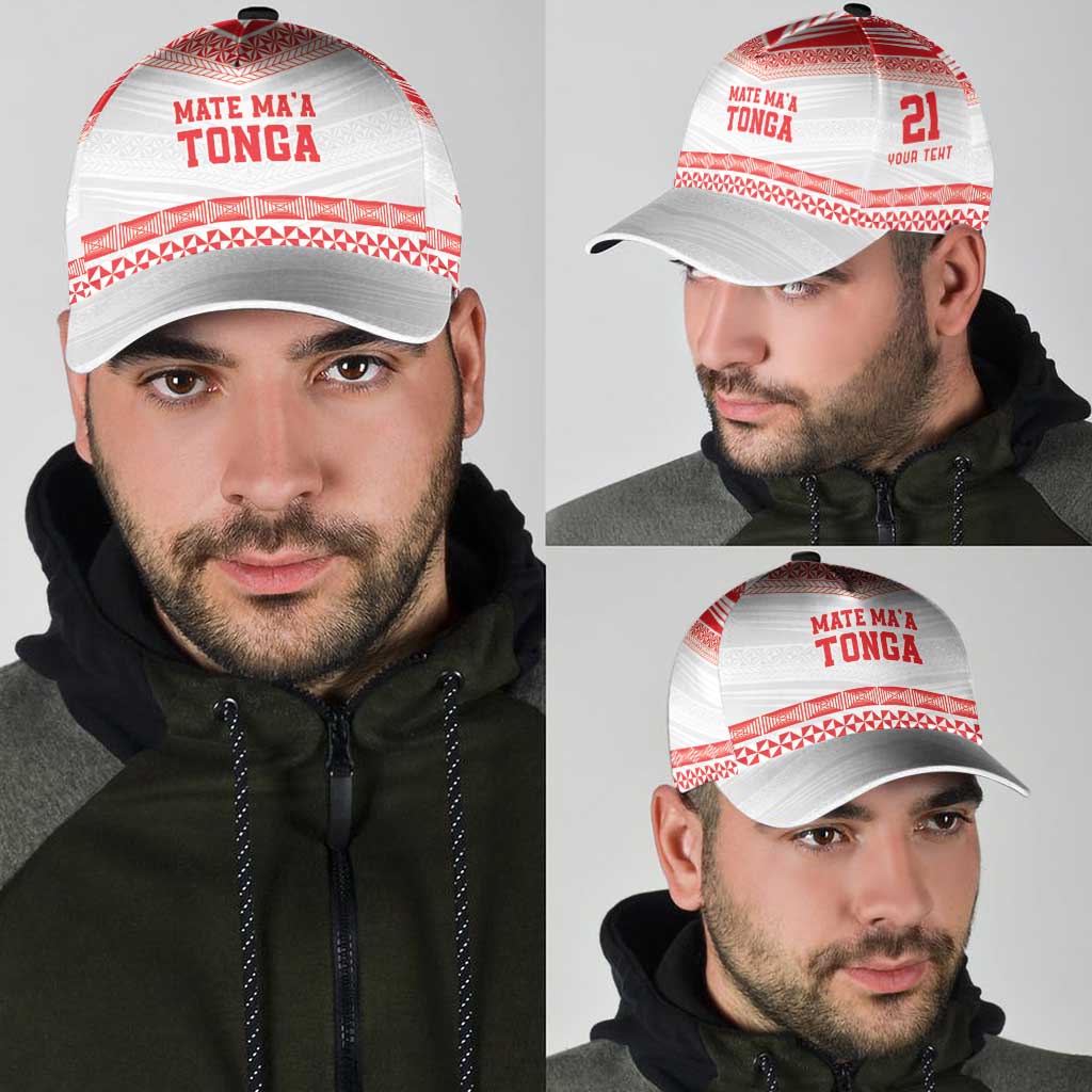 Custom Mate Ma'a Tonga Heritage Classic Cap Pacific Tribal Rugby White Edition - Polynesian Pride