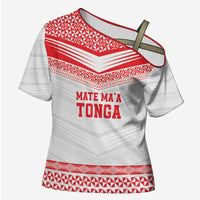 Custom Mate Ma'a Tonga Heritage Cross Shoulder Shirt Pacific Tribal Rugby White Edition - Polynesian Pride