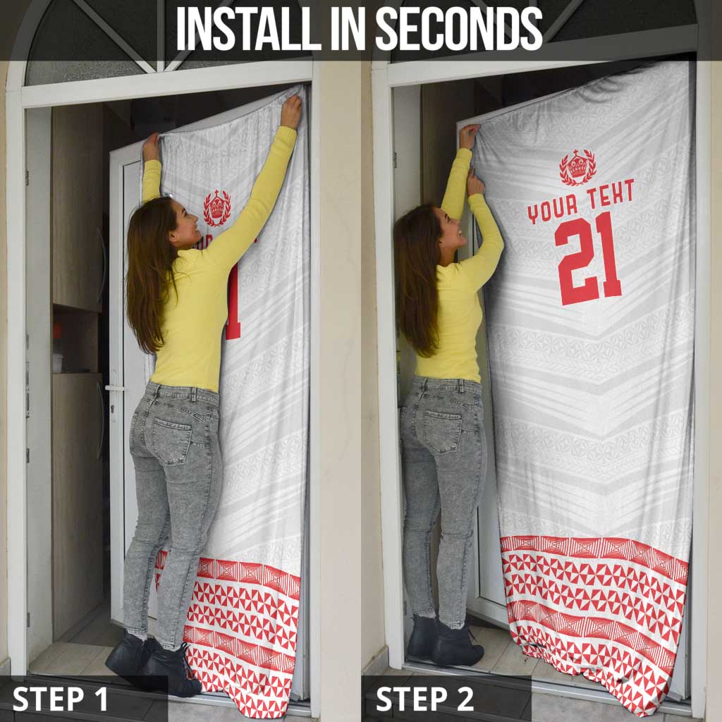 Custom Mate Ma'a Tonga Heritage Door Cover Pacific Tribal Rugby White Edition - Polynesian Pride