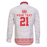 Custom Mate Ma'a Tonga Heritage Family Matching Long Sleeve Bodycon Dress and Hawaiian Shirt Pacific Tribal Rugby White Edition - Polynesian Pride