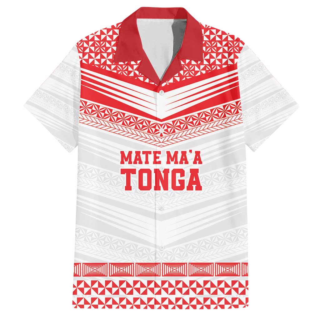 Custom Mate Ma'a Tonga Heritage Family Matching Off Shoulder Short Dress and Hawaiian Shirt Pacific Tribal Rugby White Edition - Polynesian Pride