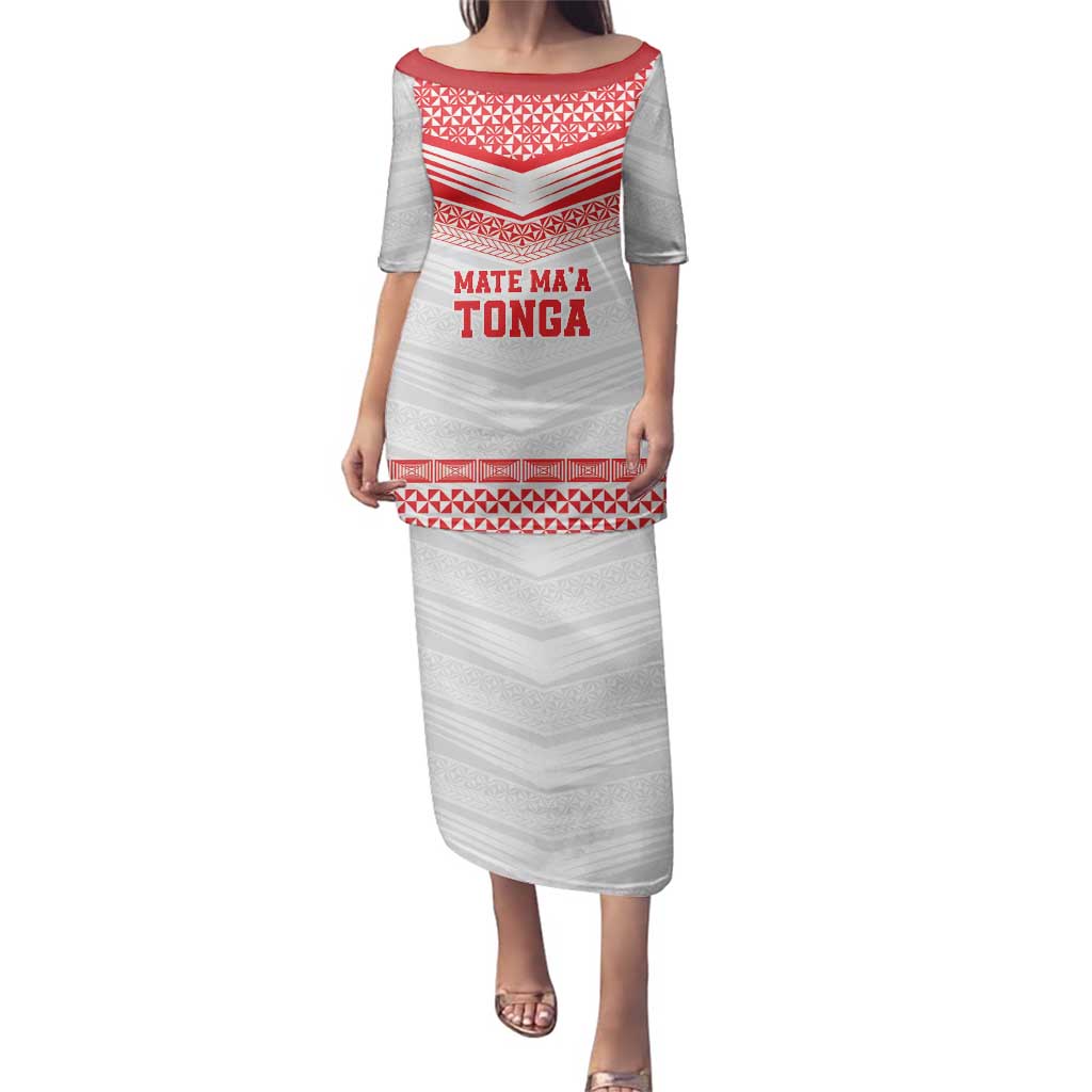 Custom Mate Ma'a Tonga Heritage Family Matching Puletasi and Hawaiian Shirt Pacific Tribal Rugby White Edition - Polynesian Pride