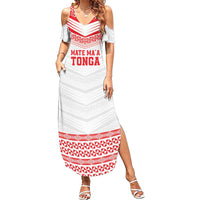 Custom Mate Ma'a Tonga Heritage Family Matching Summer Maxi Dress and Hawaiian Shirt Pacific Tribal Rugby White Edition - Polynesian Pride