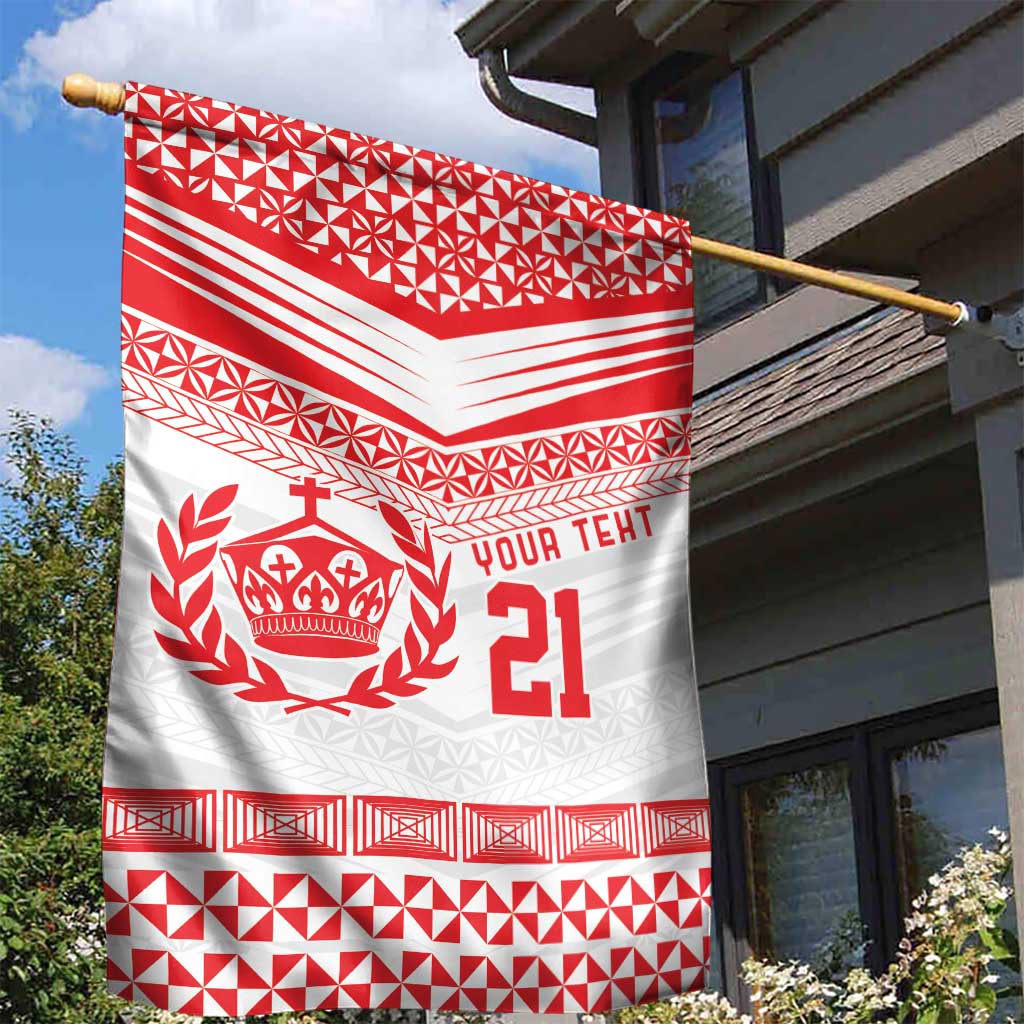 Custom Mate Ma'a Tonga Heritage Garden Flag Pacific Tribal Rugby White Edition - Polynesian Pride