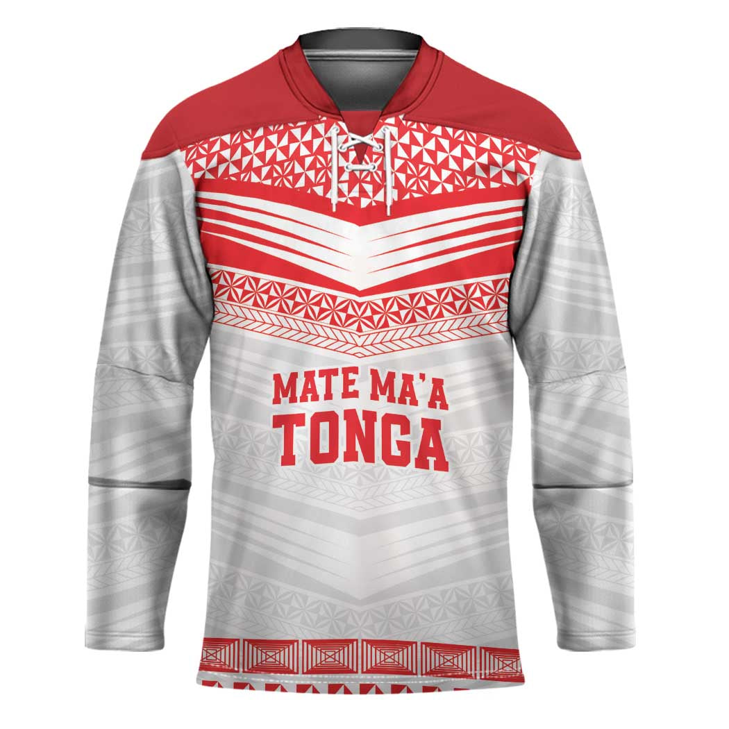 Custom Mate Ma'a Tonga Heritage Hockey Jersey Pacific Tribal Rugby White Edition - Polynesian Pride