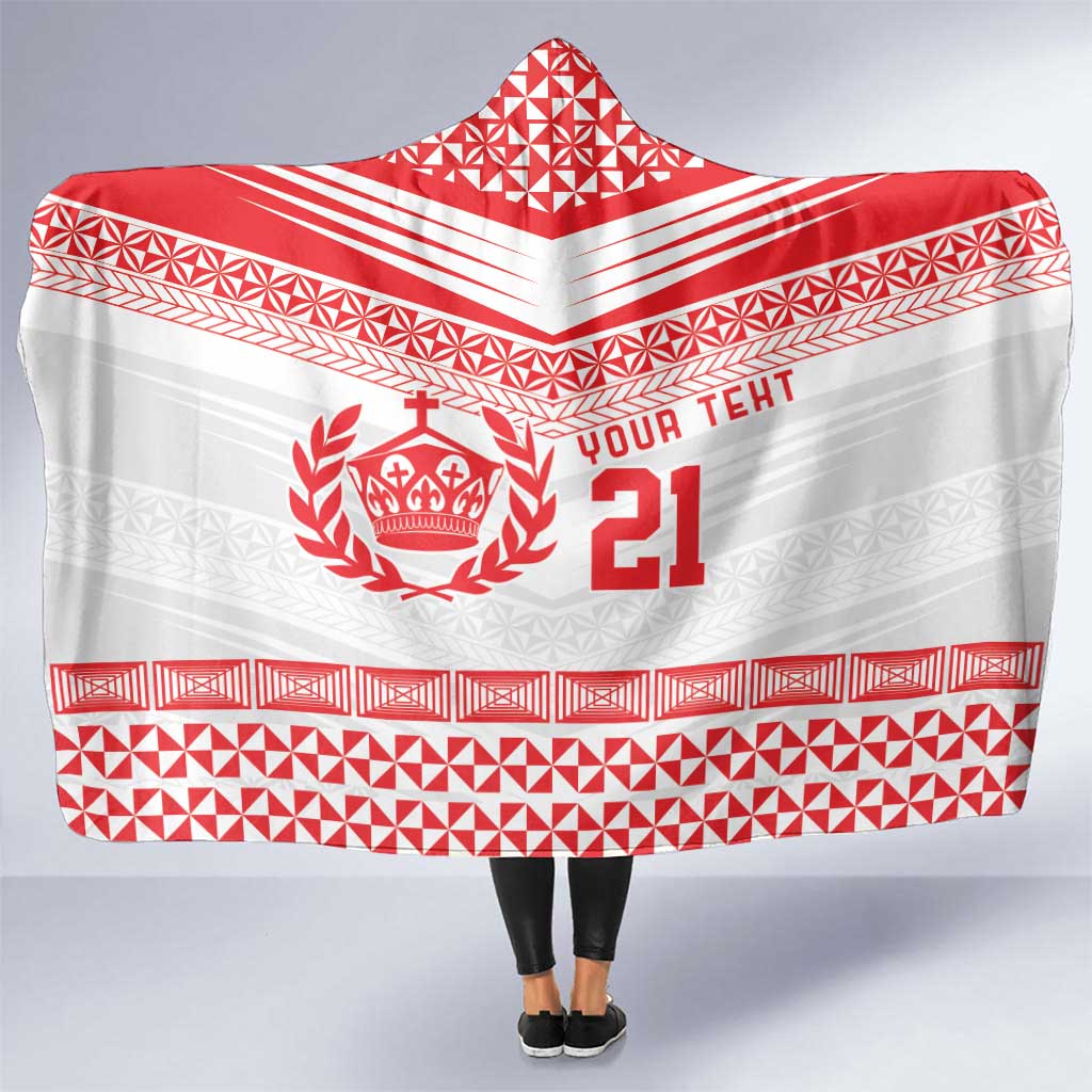 Custom Mate Ma'a Tonga Heritage Hooded Blanket Pacific Tribal Rugby White Edition - Polynesian Pride