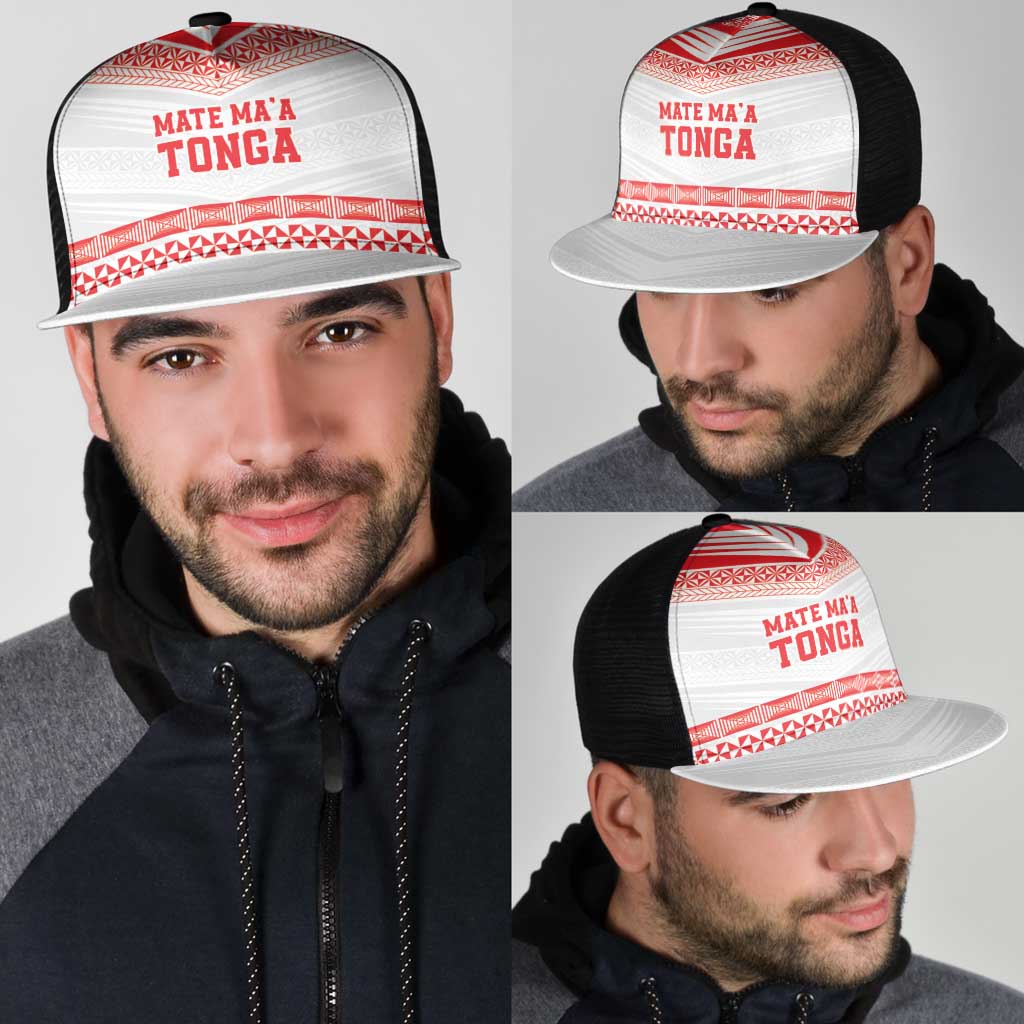 Mate Ma'a Tonga Heritage Mesh Trucker Cap Pacific Tribal Rugby White Edition - Polynesian Pride