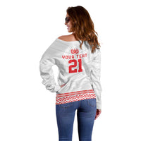 Custom Mate Ma'a Tonga Heritage Off Shoulder Sweater Pacific Tribal Rugby White Edition - Polynesian Pride