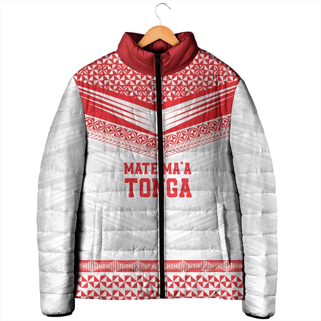 Custom Mate Ma'a Tonga Heritage Padded Jacket Pacific Tribal Rugby White Edition - Polynesian Pride