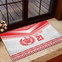 Custom Mate Ma'a Tonga Heritage Rubber Doormat Pacific Tribal Rugby White Edition - Polynesian Pride