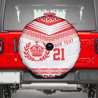 Custom Mate Ma'a Tonga Heritage Spare Tire Cover Pacific Tribal Rugby White Edition - Polynesian Pride