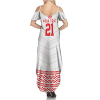 Custom Mate Ma'a Tonga Heritage Summer Maxi Dress Pacific Tribal Rugby White Edition - Polynesian Pride
