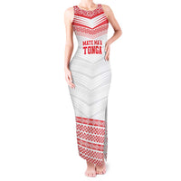 Custom Mate Ma'a Tonga Heritage Tank Maxi Dress Pacific Tribal Rugby White Edition - Polynesian Pride