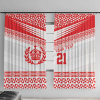 Custom Mate Ma'a Tonga Heritage Window Curtain Pacific Tribal Rugby White Edition - Polynesian Pride