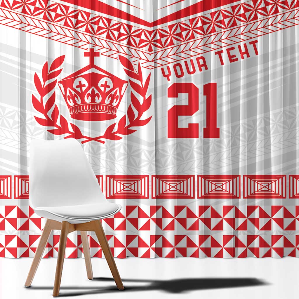 Custom Mate Ma'a Tonga Heritage Window Curtain Pacific Tribal Rugby White Edition - Polynesian Pride