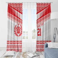 Custom Mate Ma'a Tonga Heritage Window Curtain Pacific Tribal Rugby White Edition - Polynesian Pride