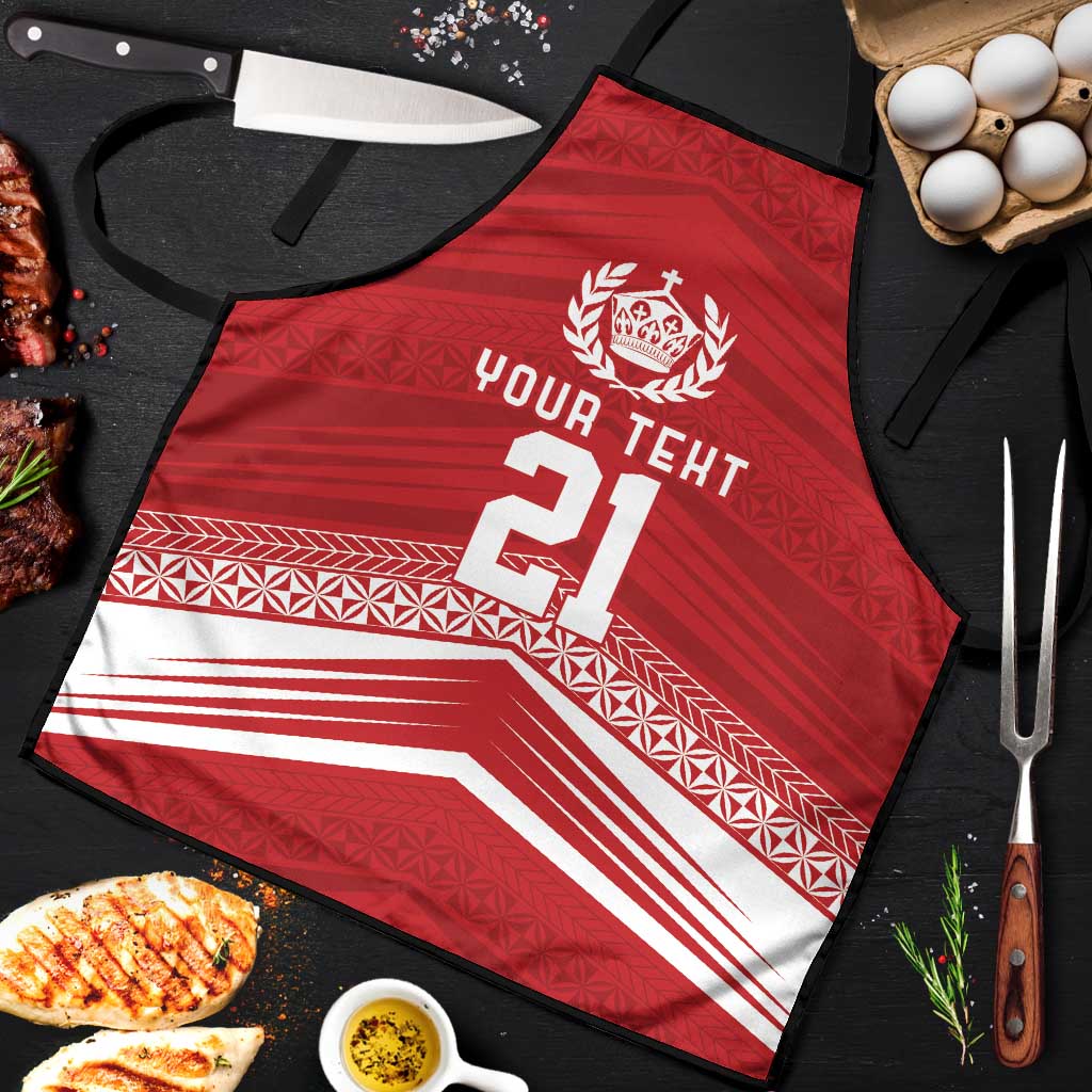 Custom Pacific Rugby Spirit Apron Tonga Ngatu Pride Red Edition - Polynesian Pride