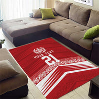 Custom Pacific Rugby Spirit Area Rug Tonga Ngatu Pride Red Edition - Polynesian Pride