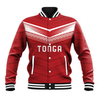 Custom Pacific Rugby Spirit Baseball Jacket Tonga Ngatu Pride Red Edition - Polynesian Pride