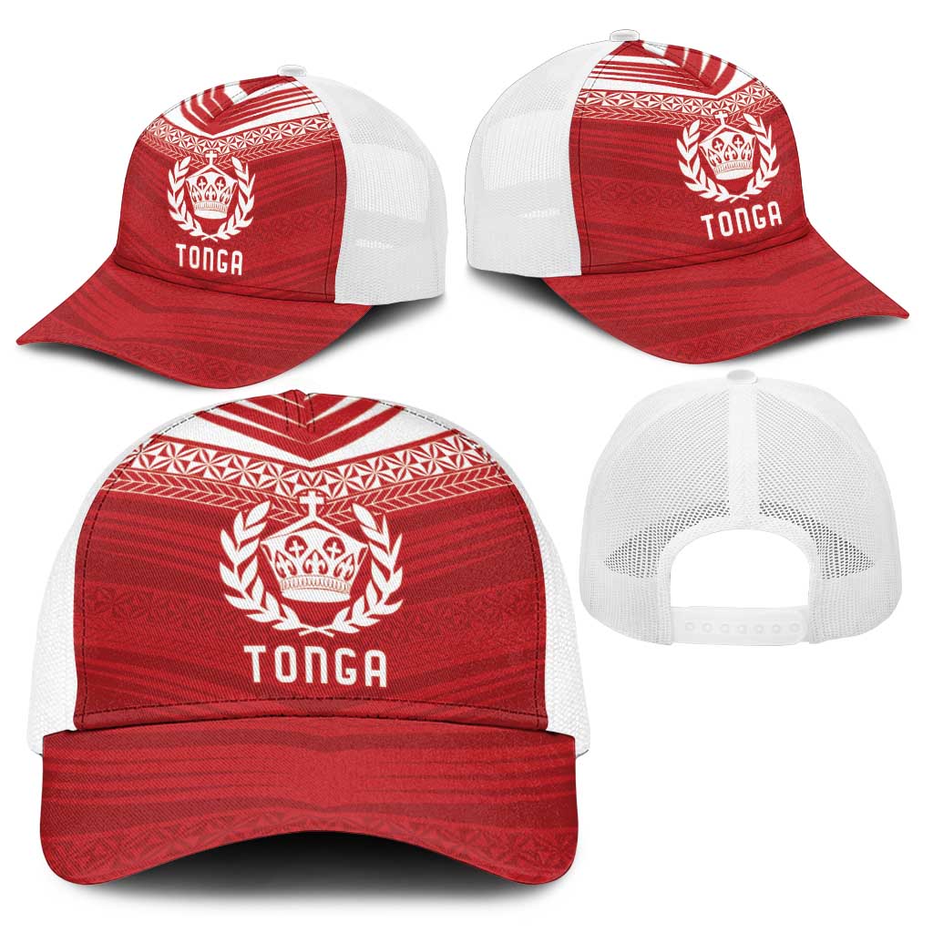 Pacific Rugby Spirit Baseball Net Cap Tonga Ngatu Pride Red Edition - Polynesian Pride