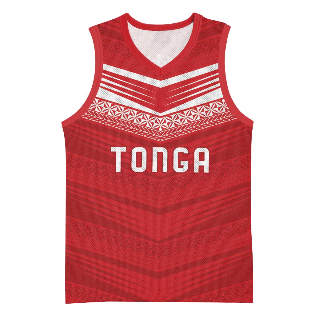 Custom Pacific Rugby Spirit Basketball Jersey Tonga Ngatu Pride Red Edition - Polynesian Pride