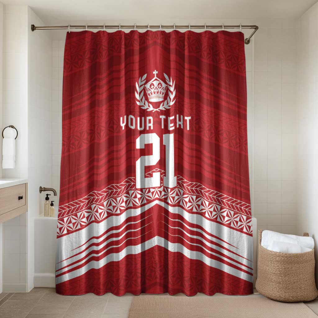 Custom Pacific Rugby Spirit Bathroom Set Tonga Ngatu Pride Red Edition - Polynesian Pride