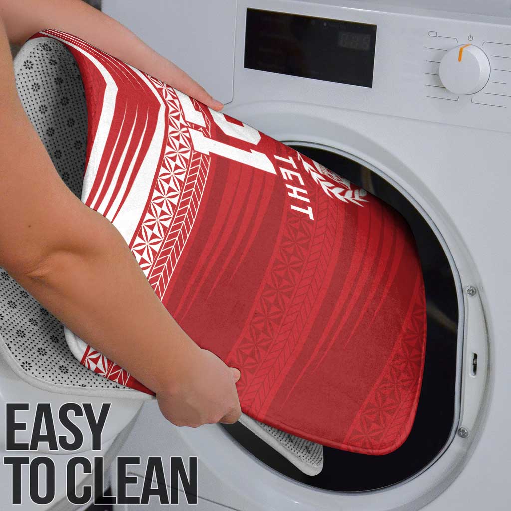 Custom Pacific Rugby Spirit Bathroom Set Tonga Ngatu Pride Red Edition - Polynesian Pride