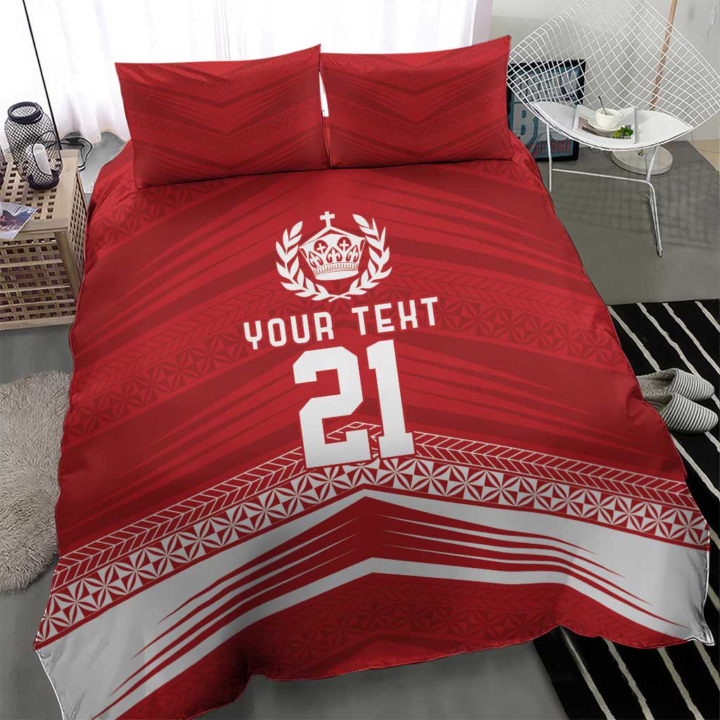 Custom Pacific Rugby Spirit Bedding Set Tonga Ngatu Pride Red Edition - Polynesian Pride