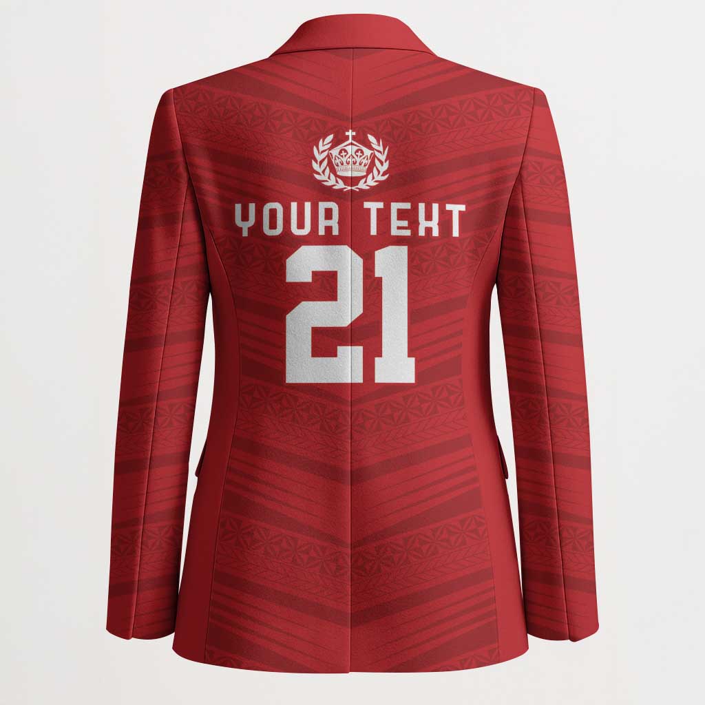 Custom Pacific Rugby Spirit Blazer Tonga Ngatu Pride Red Edition - Polynesian Pride