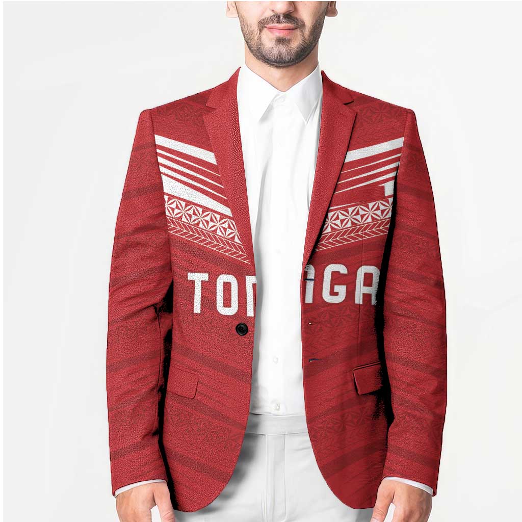 Custom Pacific Rugby Spirit Blazer Tonga Ngatu Pride Red Edition - Polynesian Pride
