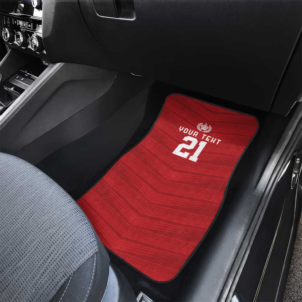 Custom Pacific Rugby Spirit Car Mats Tonga Ngatu Pride Red Edition - Polynesian Pride