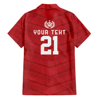 Custom Pacific Rugby Spirit Family Matching Off Shoulder Short Dress and Hawaiian Shirt Tonga Ngatu Pride Red Edition - Polynesian Pride